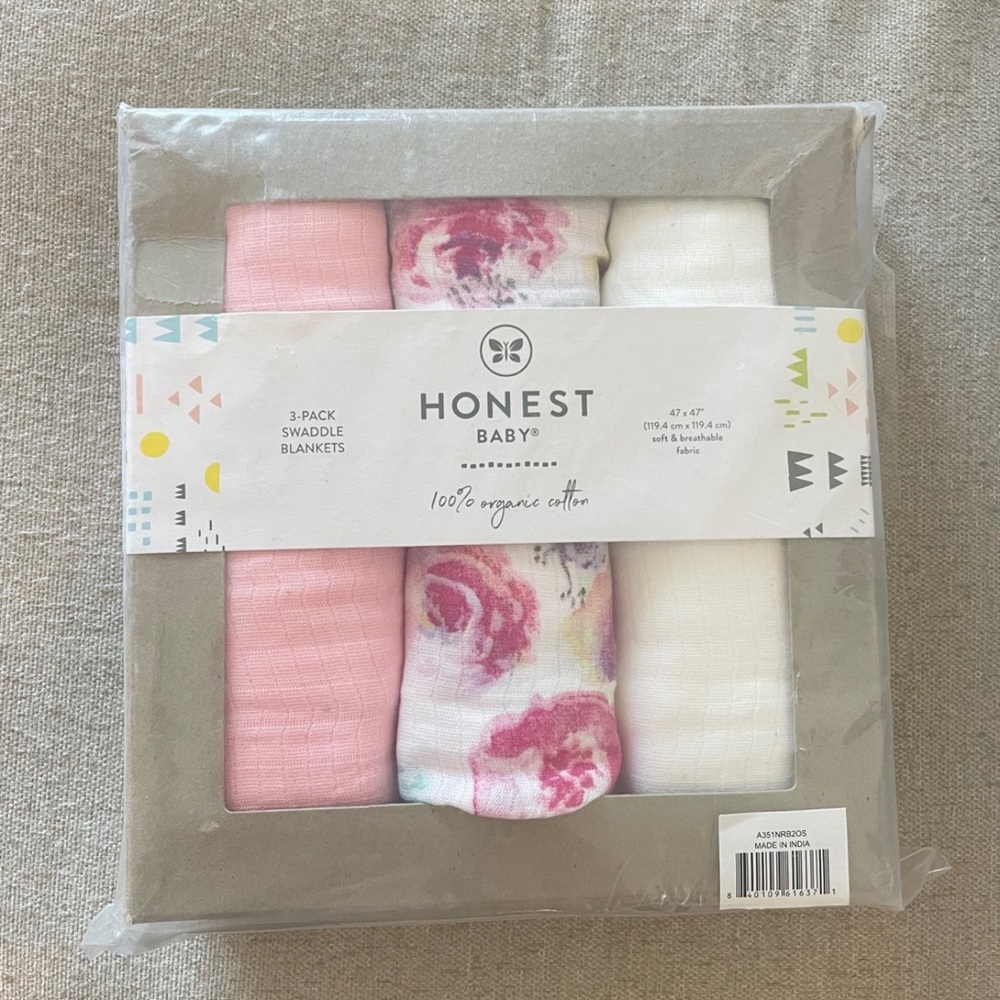 3 packs organic cotton swaddle blankets